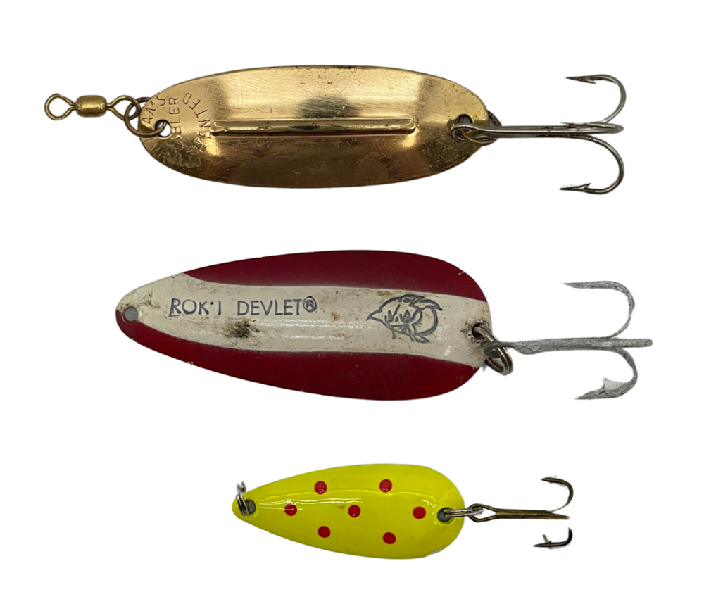 Vintage Fishing Lure Rok't - Devlet/Williams Wabler/Nebco Aqua Spoon Lot of 3